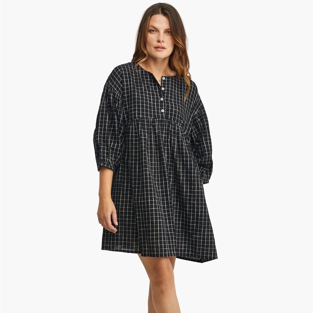 Able Nico Swing Dress Black Grid